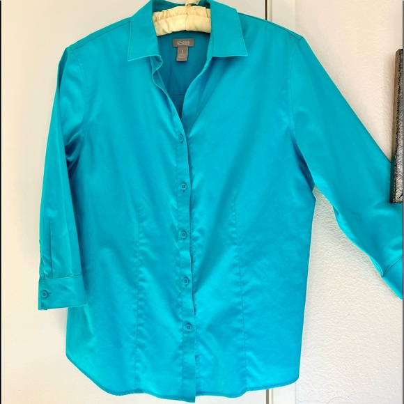 Chicos Turquoise Top sz 1 - Picture 1 of 6